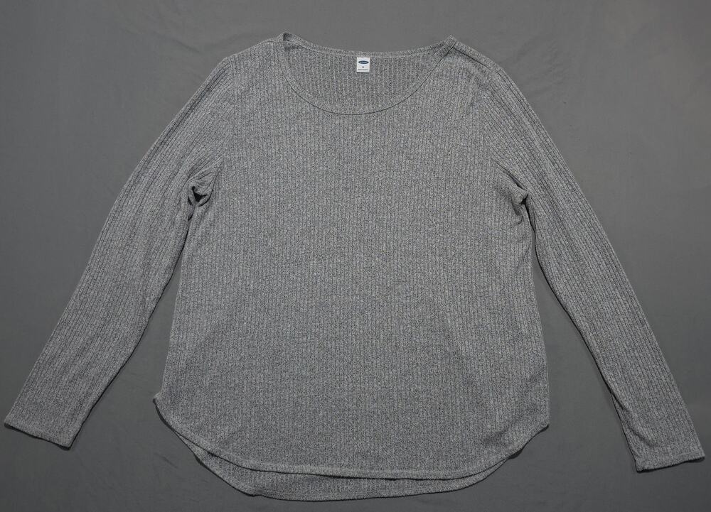 Old Navy Women's XL Heather Gray Plush Ribbed Long Sleeve Knit Top